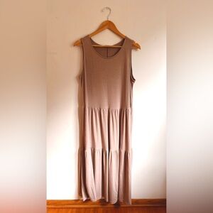 Sleeveless Neutral Maxi Dress in dusty taupe